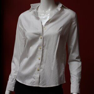 Banana Republic Petite Non-Iron Fitted White Button Down Shirt